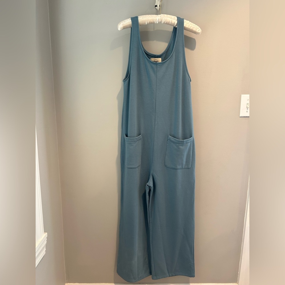 MADEWELL superbrushed pull on jumpsuit in blue. Size small. NWT